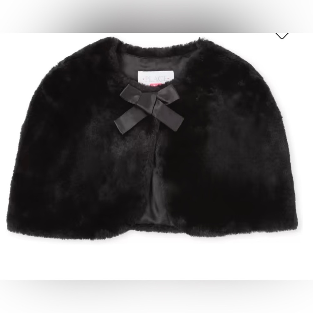 The Children's Place Girls Black Faux Cape Size 7/8